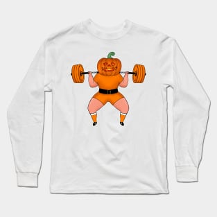 Funny workout design for Halloween Jack-o'-lantern Squats Long Sleeve T-Shirt